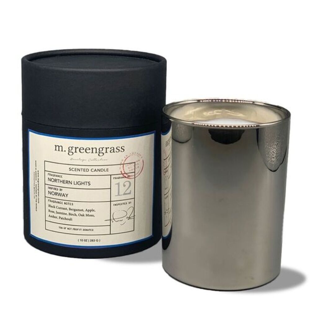 m. greengrass Northern Lights Glass Estate Collection Candle